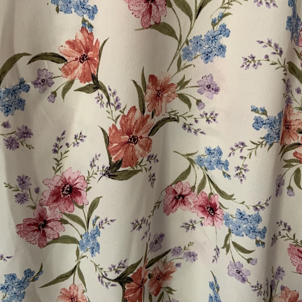 Poppi Cream Peach Blue Floral Ruffle Blouse - Picture 5 of 8